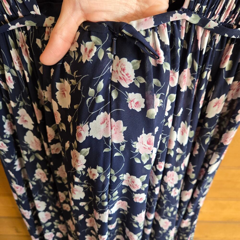 Mac Duggal Dress Floral Maxi Navy Tank Formal 50659 8 Prom Homecoming Garden - Picture 11 of 11